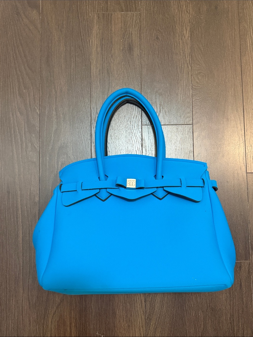 Save My Bag turquoise blue neoprene birkin bag
